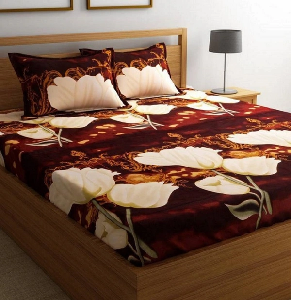 Loof Klapper 140 TC Microfiber 3D Printed  Double Bedsheet  Pack of 2 ( 2 Double Bedsheet with 4 pillow cover) - Double Bedsheet