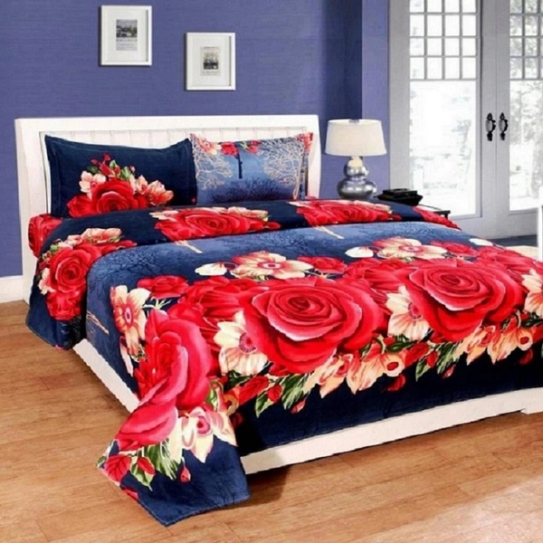 Painpat Textile Hub 140 TC Microfiber Double  Flat Bedsheet  with 2 pillow cover - Double Bedsheet