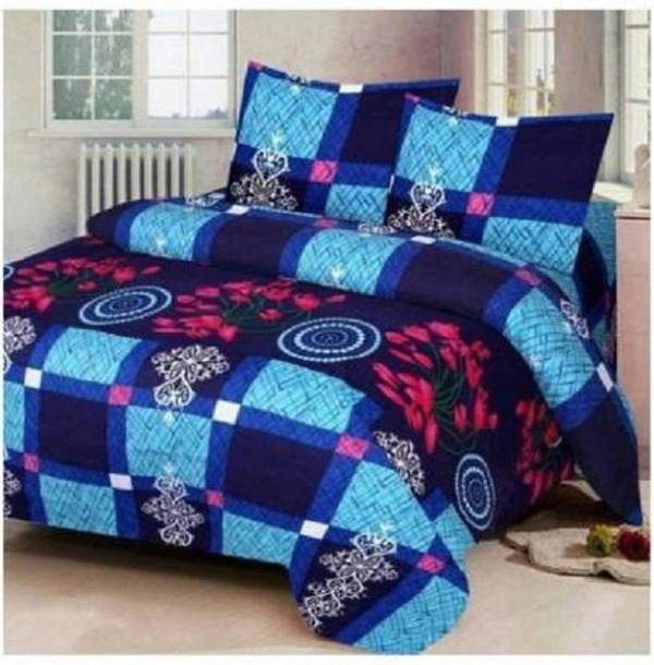 Painpat Textile Hub 140 TC Microfiber Double Floral Flat Bedsheet  with 2 pillow cover - Double Bedsheet