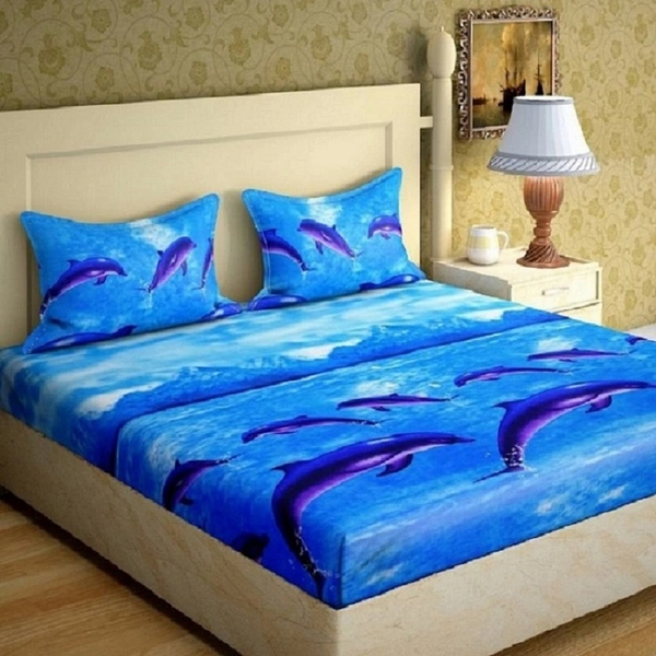 Painpat Textile Hub 140 TC Microfiber Double Floral Flat Bedsheet  with 2 pillow cover - Double Bedsheet