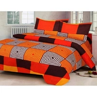 Painpat Textile Hub 140 TC Microfiber Orange Double  Flat Bedsheet  with 2 pillow cover - Double Bedsheet