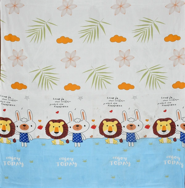 Panipat Textile Hub 140 TC Microfiber 3D Lion Printed Flat Double Bedsheet  With 2 pillow cover - Single Bedsheet
