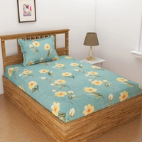 Panipat Textile Hub 140 TC Microfiber 3D Printed Flat Double Bedsheet  With 2 pillow cover - Single Bedsheet