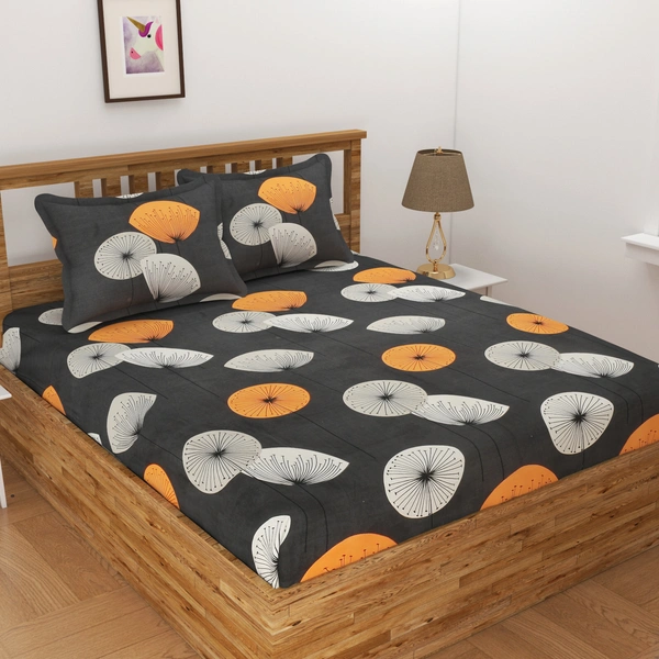 Panipat Textile Hub 140 TC Microfiber 3D Printed Flat Double Bedsheet  With 2 pillow cover - Double Bedsheet