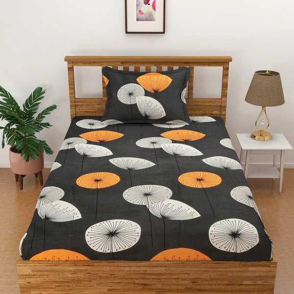 Panipat Textile Hub 140 TC Microfiber 3D Printed Flat Double Bedsheet  With 2 pillow cover - Double Bedsheet