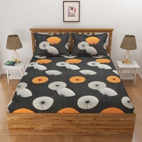 Panipat Textile Hub 140 TC Microfiber 3D Printed Flat Double Bedsheet  With 2 pillow cover - Double Bedsheet