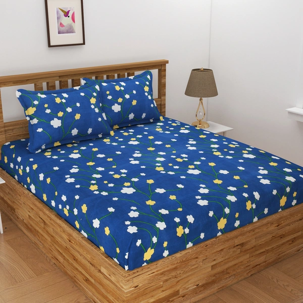 Panipat Textile Hub 140 TC Microfiber 3D Printed Flat Double Bedsheet  With 2 pillow cover - Single Bedsheet