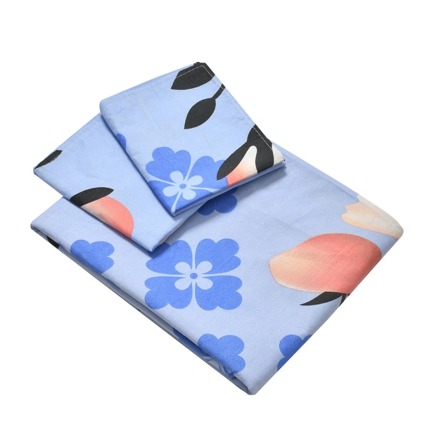 Panipat Textile Hub 140 TC Microfiber 3D Printed Flat Double Bedsheet  With 2 pillow cover - Single Bedsheet