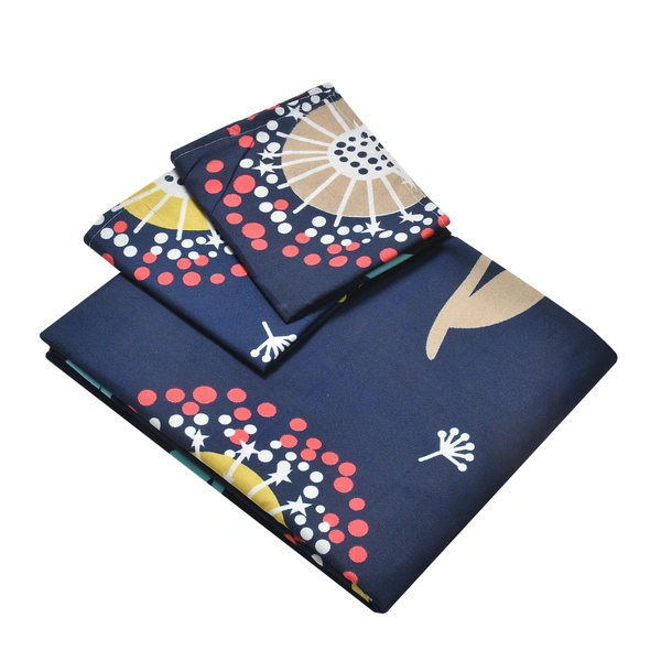 Panipat Textile Hub 140 TC Microfiber 3D Printed Flat Double Bedsheet  With 2 pillow cover - Double Bedsheet