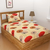 Panipat Textile Hub 140 TC Microfiber Combo Single Floral Flat Bedsheet ( 2 Single Bedsheet with 2 pillow cover) - Single Bedsheet