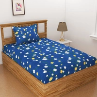 Panipat Textile Hub 140 TC Microfiber Combo Single Floral Flat Bedsheet ( 2 Single Bedsheet with 2 pillow cover) - Single Bedsheet