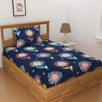 Panipat Textile Hub 140 TC Microfiber Combo Single Floral Flat Bedsheet ( 2 Single Bedsheet with 2 pillow cover) - Single Bedsheet