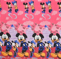 Panipat Textile Hub 140 TC Microfiber  Pink Micky Printed Flat Double Bedsheet  With 2 pillow cover - Double Bedsheet