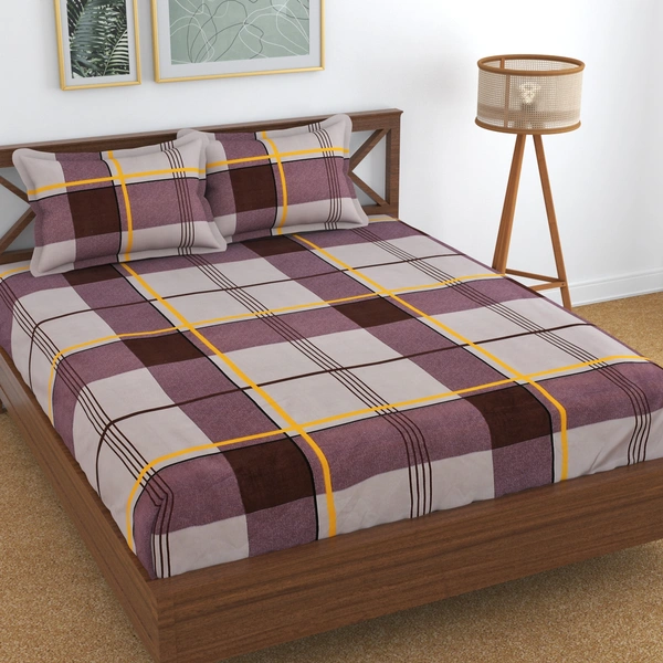Panipat textile Hub 180 TC Microfiber Super Soft Fitted (Elastic) Double Bedsheet with 2 Pillow cover