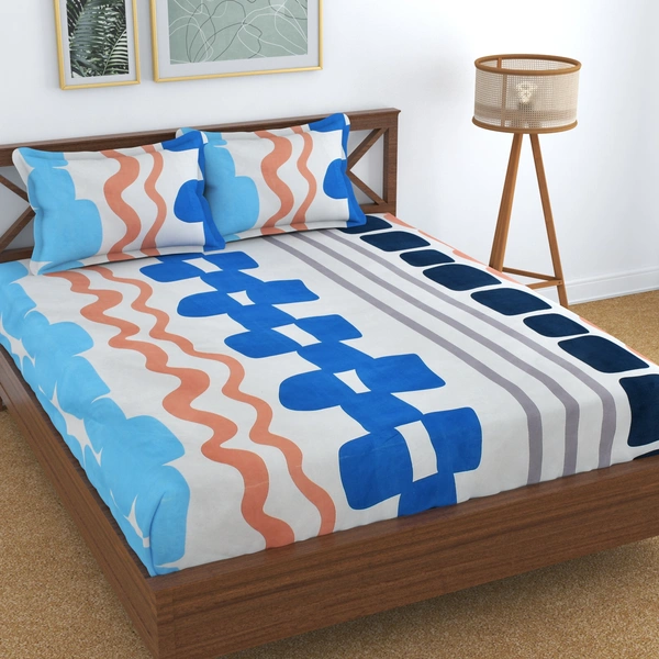 Panipat textile Hub 180 TC Microfiber Super Soft Fitted (Elastic) Double Bedsheet with 2 Pillow cover