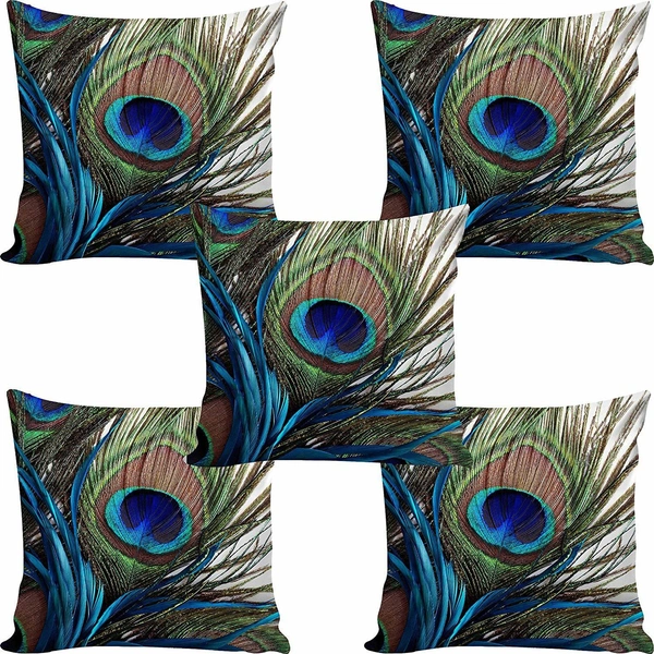 Panipat Textile Hub 3D digital printed Cushion Cover Pack of 5 ( 16 inch x 16 Inch)
