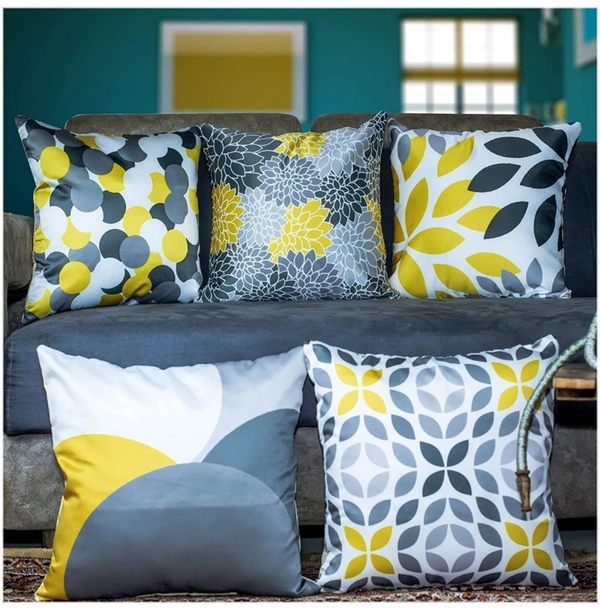 Panipat Textile Hub 3D digital printed Cushion Cover Pack of 5 ( 16 inch x 16 Inch)