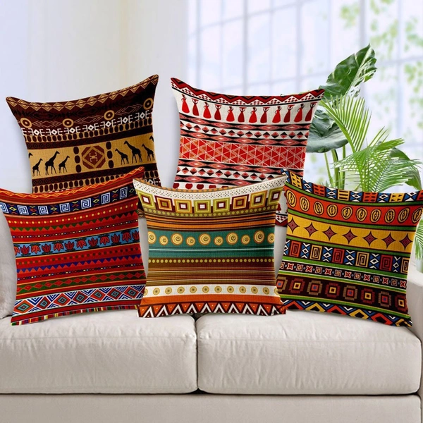 Panipat Textile Hub 3D digital printed Cushion Cover Pack of 5 ( 16 inch x 16 Inch)