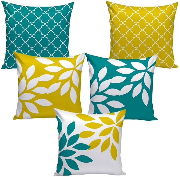 Panipat Textile Hub 3D digital printed Cushion Cover Pack of 5 ( 16 inch x 16 Inch)