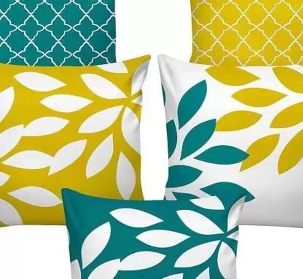 Panipat Textile Hub 3D digital printed Cushion Cover Pack of 5 ( 16 inch x 16 Inch)