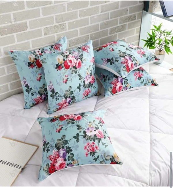 Panipat Textile Hub 3D digital printed Cushion Cover Pack of 5 ( 16 inch x 16 Inch)