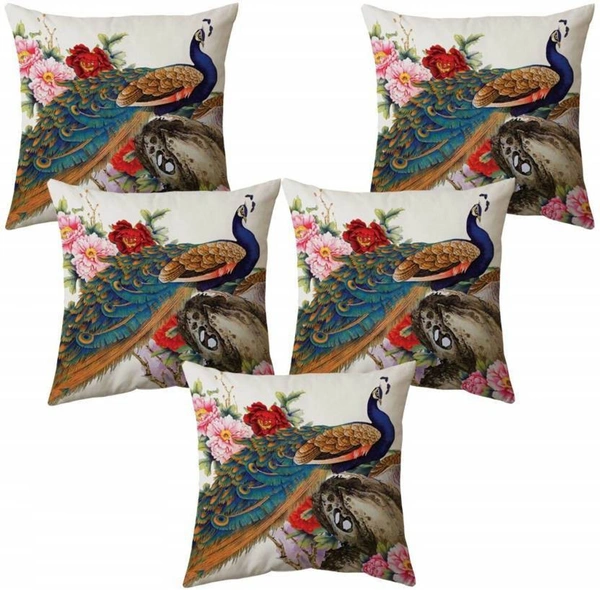 Panipat Textile Hub 3D digital printed Cushion Cover Pack of 5 ( 16 inch x 16 Inch)
