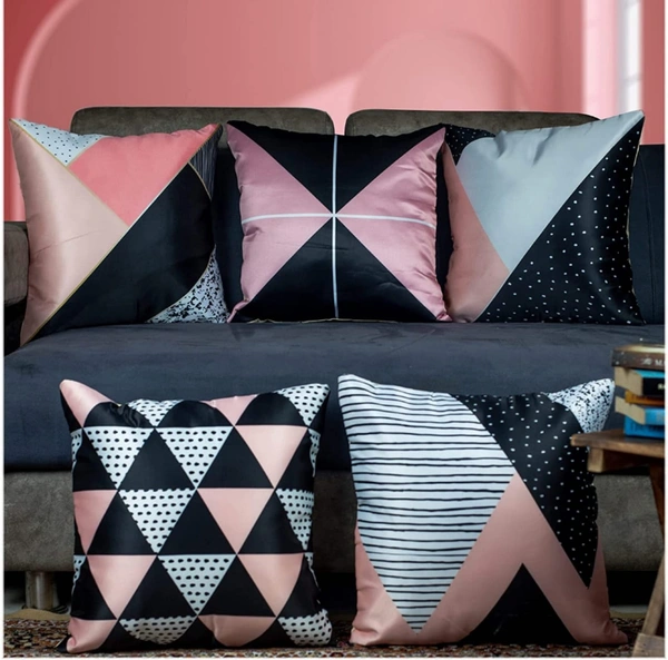 Panipat Textile Hub 3D digital printed Cushion Cover Pack of 5 ( 16 inch x 16 Inch)