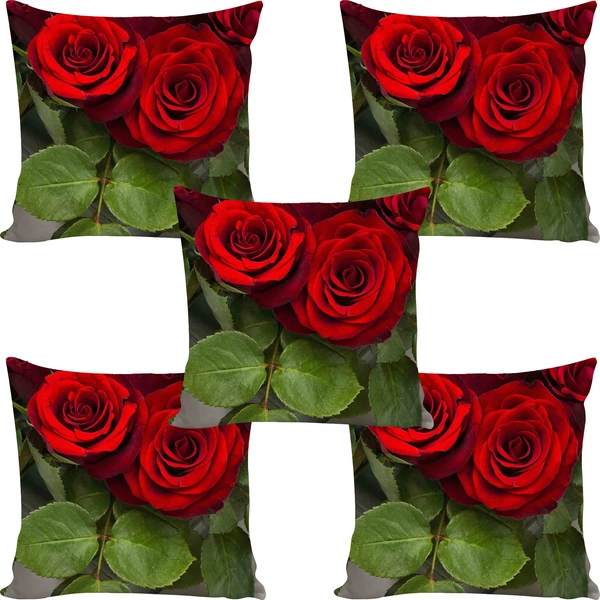Panipat Textile Hub 3D digital printed Cushion Cover Pack of 5 ( 16 inch x 16 Inch)