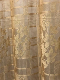 Panipat Textile Hub  Net Semi Transparent Floral Curtains (Floral Design, Gold) Pack of 2 - Window (4x5 feet)