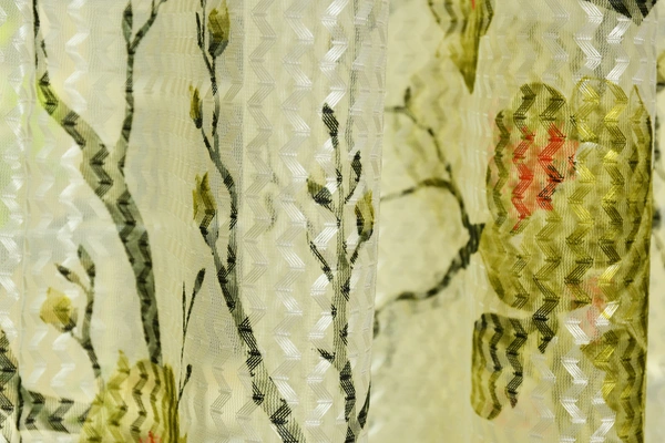 Panipat Textile Hub  Net Semi Transparent Floral Curtains (Floral Design, Green) Pack of 2 - Window (4x5 feet)