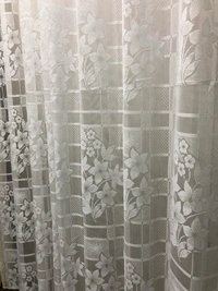 Panipat Textile Hub  Net Semi Transparent Floral Curtains (Floral Design, Cream) Pack of 2 - Window (4x5 feet)