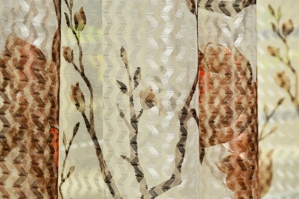 Panipat Textile Hub  Net Semi Transparent Floral Curtains (Floral Design, Brown) Pack of 2 - Window (4x5 feet)