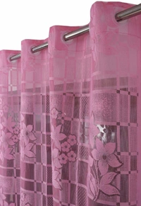 Panipat Textile Hub  Net Semi Transparent Floral Curtains (Floral Design, Pink) Pack of 2 - Window (4x5 feet)