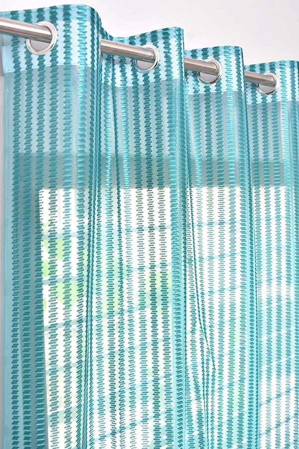 Panipat Textile Hub  Net Semi Transparent tissue Curtain (Self Design, AQUA) Pack of 2 - Window (4x5 Feet)