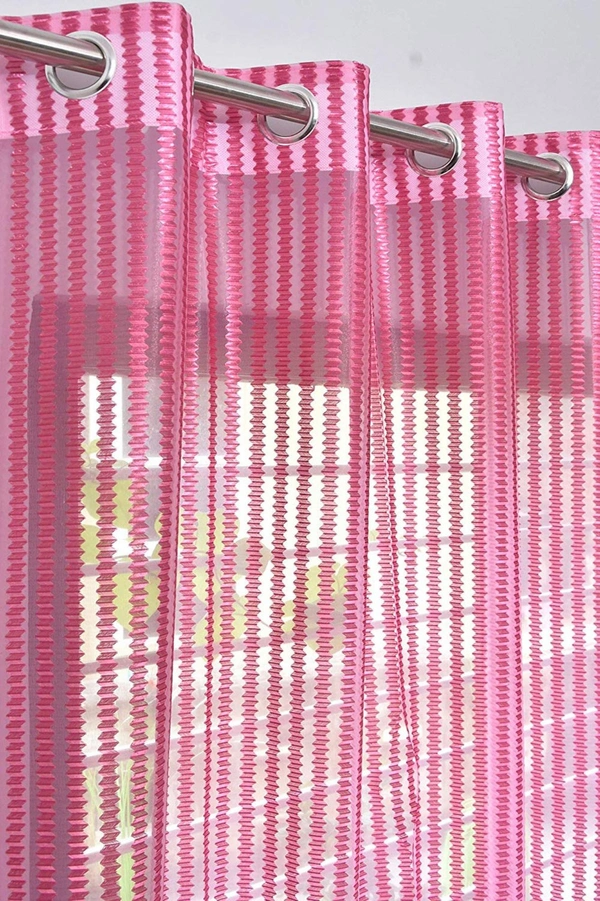 Panipat Textile Hub  Net Semi Transparent tissue Curtain (Self Design, Rani Pink Tissue) Pack of 2 - Window (4x5 feet)