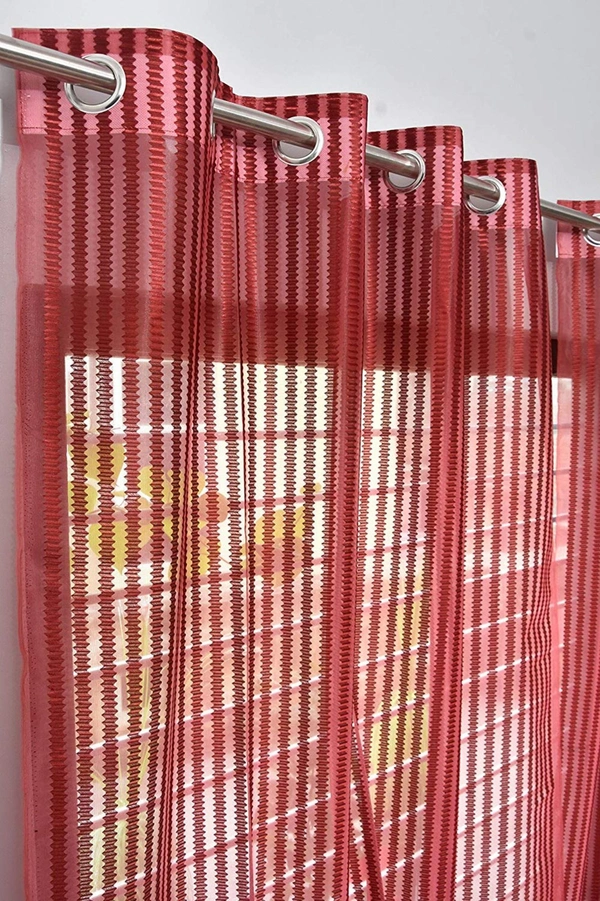 Panipat Textile Hub  Net Semi Transparent tissue Curtain (Self Design, Maroon Tissue) Pack of 2 - Window (4x5 Feet)