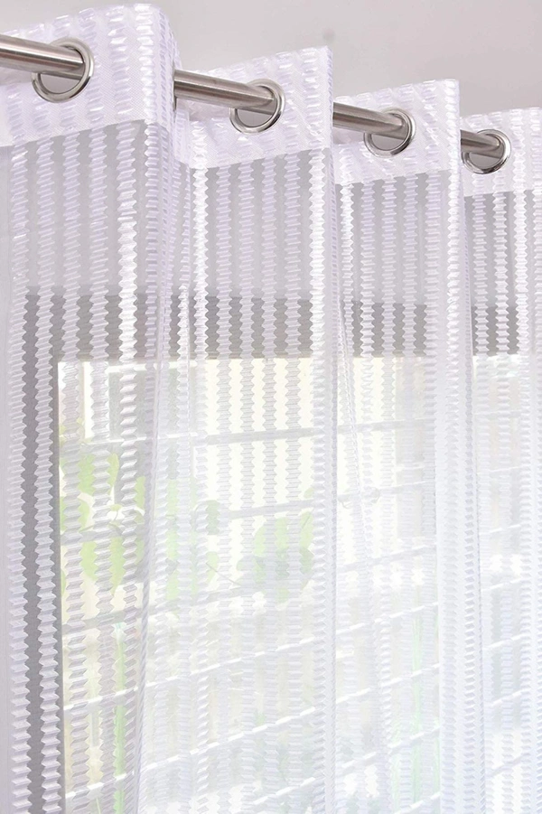 Panipat Textile Hub  Net Semi Transparent tissue Curtain (Self Design, White Tissue) Pack of 2 - Window (4x5 Feet)