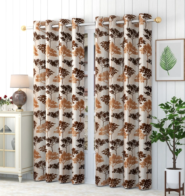 Panipat Textile Hub Polyester Eyelet Aqua Printed Design curtains Pack of 2 - Window (4x5 Feet)