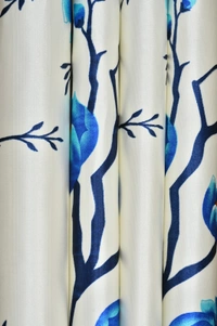 Panipat Textile Hub Polyester Eyelet Blue Designer Print curtains Pack of 2 - Window (4x5 Feet)