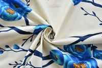 Panipat Textile Hub Polyester Eyelet Blue Designer Print curtains Pack of 2 - Window (4x5 Feet)