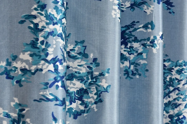Panipat Textile Hub polyester Eyelet Blue Printed Design curtains Pack of 2 - Window (4x5 Feet)