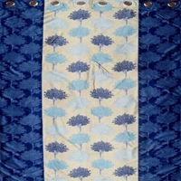 Panipat Textile Hub Polyester Eyelet Blue Printed Design curtains Pack of 2 - Window (4x5 Feet)
