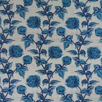 Panipat Textile Hub Polyester Eyelet Blue Rose Printed Design curtains Pack of 2 - Window (4x5 Feet)