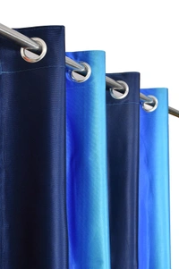 Panipat Textile Hub Polyester Eyelet Blue  Solid Long Crush  curtains Pack of 2 - Window (4x5 Feet)