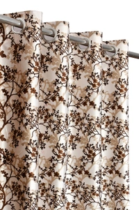 Panipat Textile Hub Polyester Eyelet Brown Designer Print curtains Pack of 2 - Window (4x5 Feet)