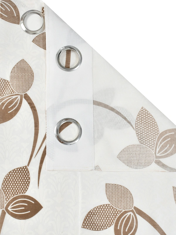 Panipat Textile Hub Polyester Eyelet Brown Designer Print curtains Pack of 2 - Window (4x5 Feet)