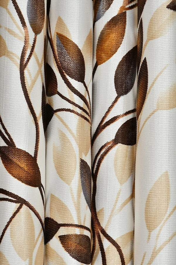 Panipat Textile Hub Polyester Eyelet Brown Designer Print curtains Pack of 2 - Window (4x5 Feet)