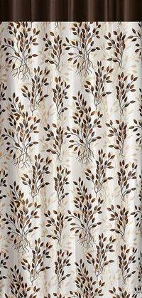 Panipat Textile Hub Polyester Eyelet Brown Designer Print curtains Pack of 2 - Window (4x5 Feet)