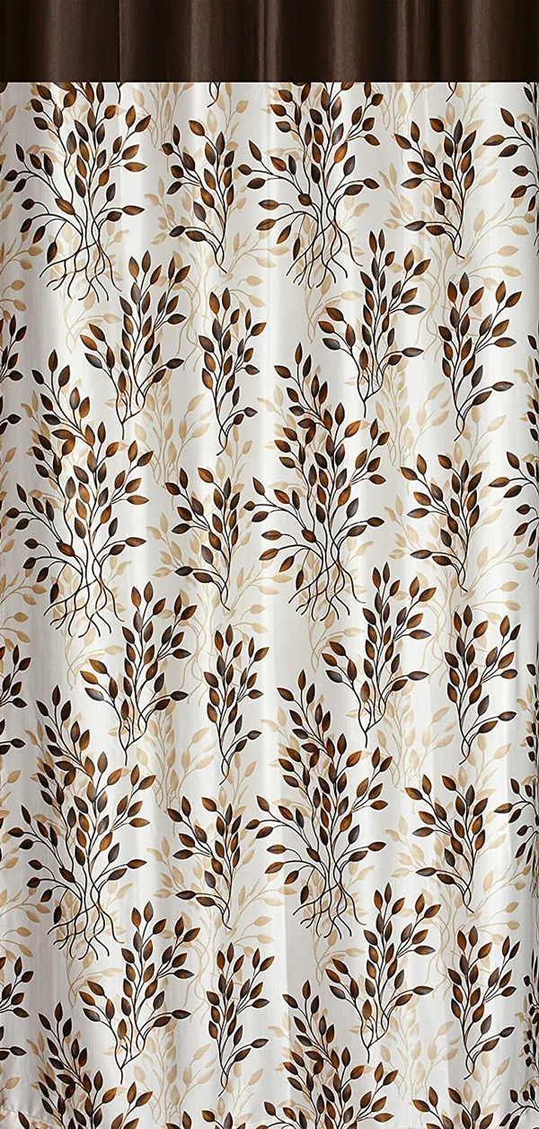 Panipat Textile Hub Polyester Eyelet Brown Designer Print curtains Pack of 2 - Window (4x5 Feet)