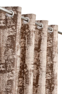 Panipat Textile Hub Polyester Eyelet Brown Designer Print curtains Pack of 2 - Window (4x5 Feet)